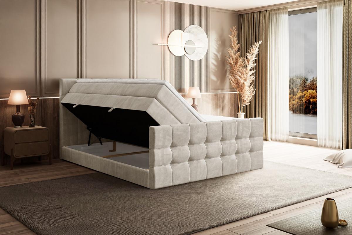 BOXSPRINGBETT BERO-Z KING - 200 x 200 - H3/H4 - Ecru - Ecru, Holzwerkstoff (200/200cm) - ALTDECOR