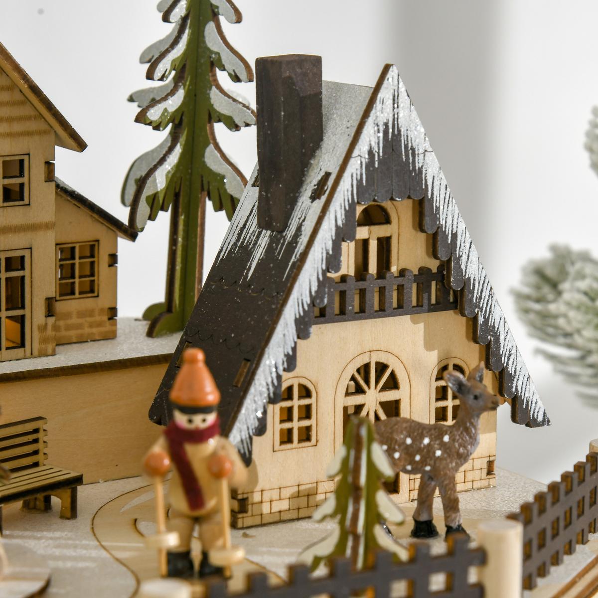 ADVENTSKALENDER Adventskalenderbox mit LED-Lichtern 24 Schubladen Natur - Naturfarben, Holz (20/29/25cm) - HOMCOM