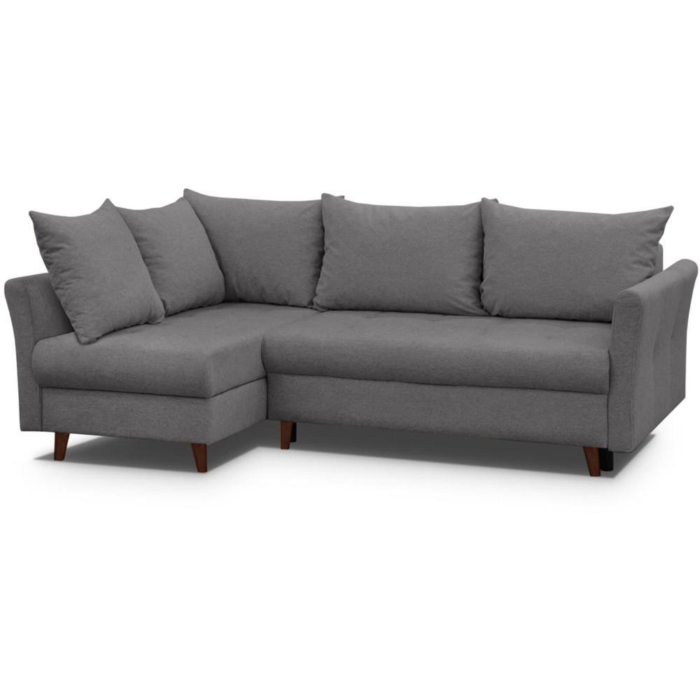 ECKSCHLAFSOFA Neron mit 2 Bettkasten und Beine in Wengefarbe, Dunkelgrau, links - Wengefarben/Dunkelgrau, Textil (233/148cm) - Beautysofa