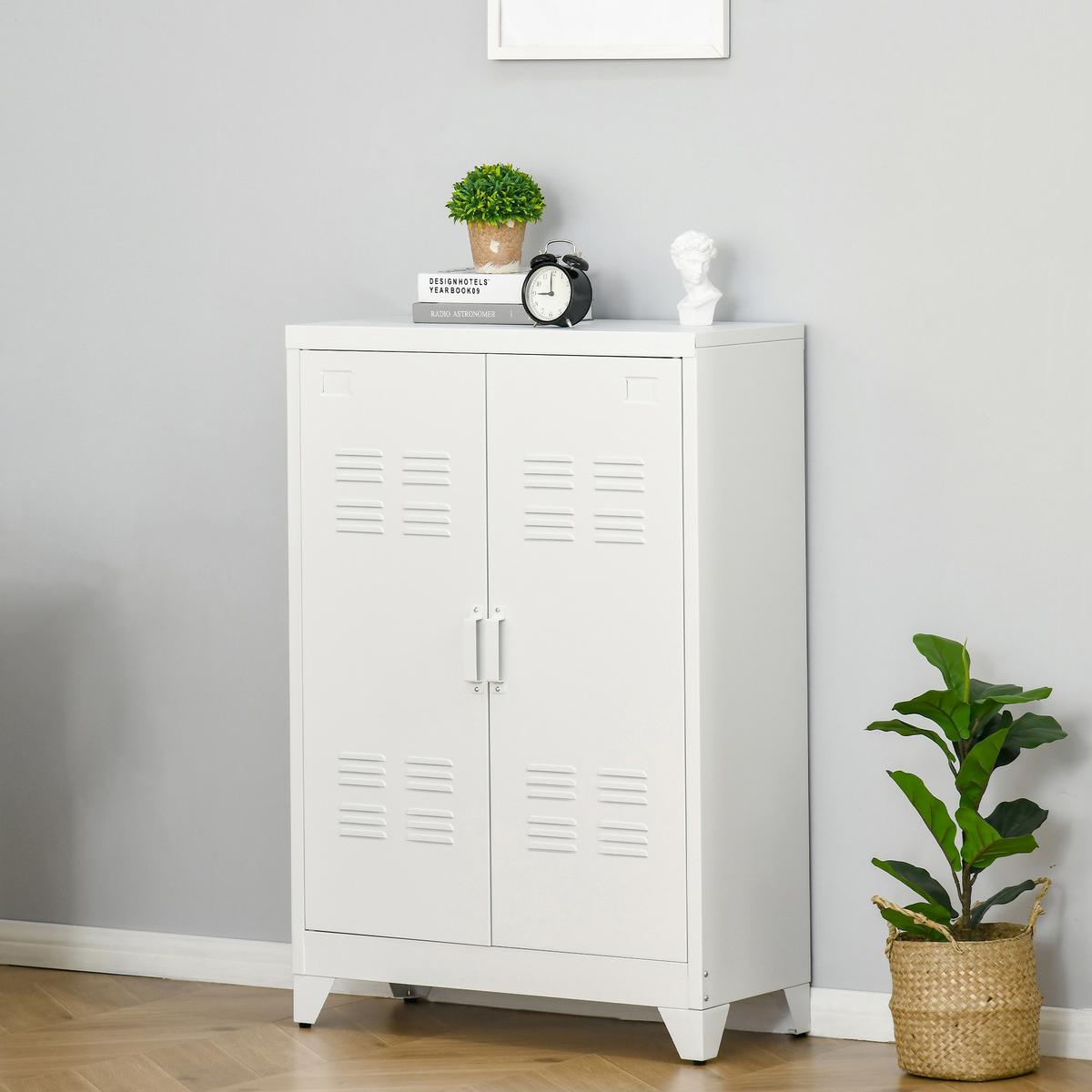 AKTENSCHRANK Metall Weiß - Weiß, Metall (33/110/75cm) - HOMCOM