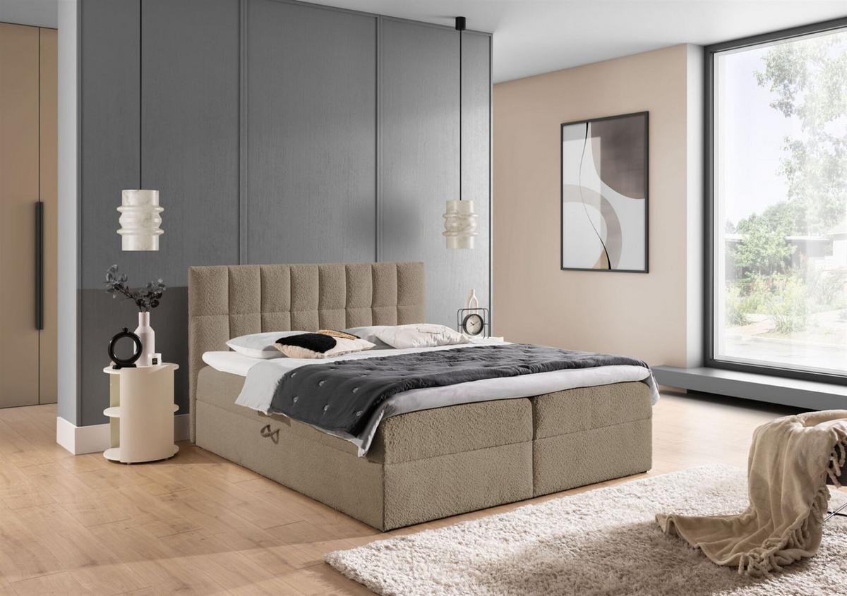 BOXBETT Dominga - Beige, Holzwerkstoff/Textil (120/200cm) - Fun Möbel