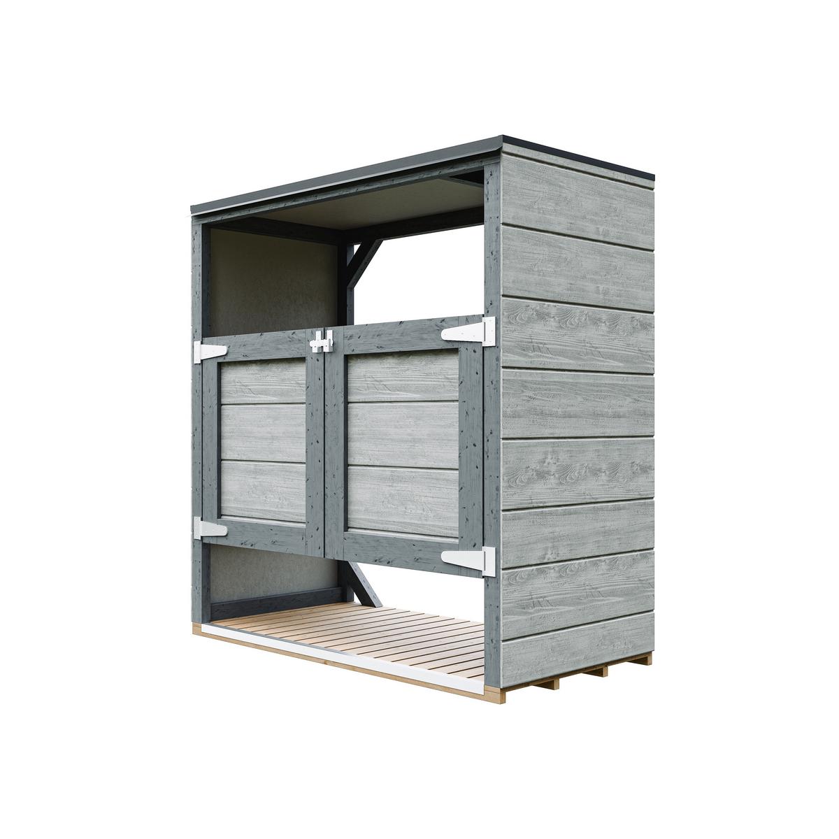 MÜLLTONNENBOX 2er 240L, M980A-TUNDRA CAVERN, aus wetterfestem LP Smartside Holz - Graubraun, Holz (153/159/75cm) - Timbela