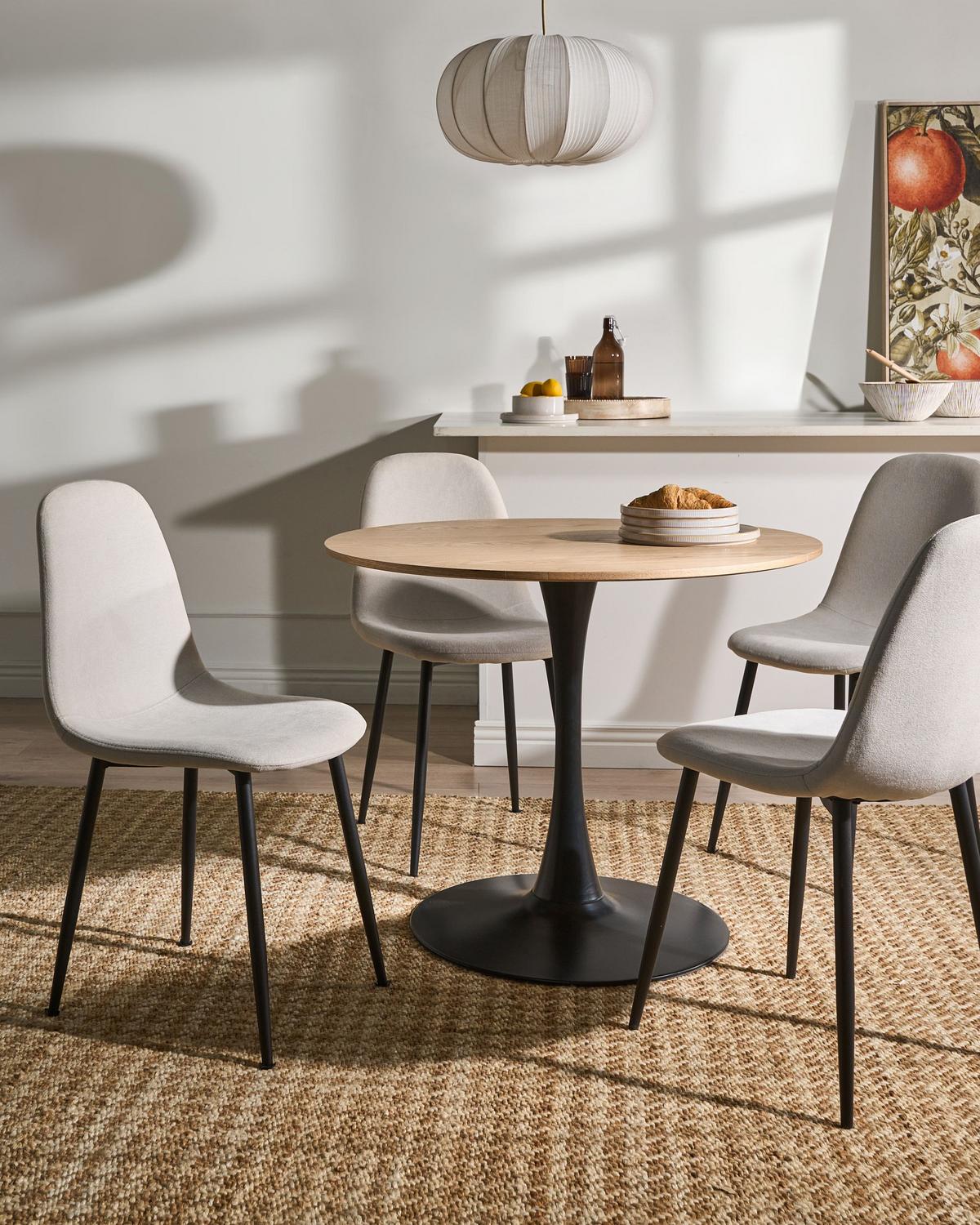 ESSZIMMERSTUHL 4er-Set Hellbeige Crandall - Beige/Schwarz, Textil (44/87/53cm) - Beliani