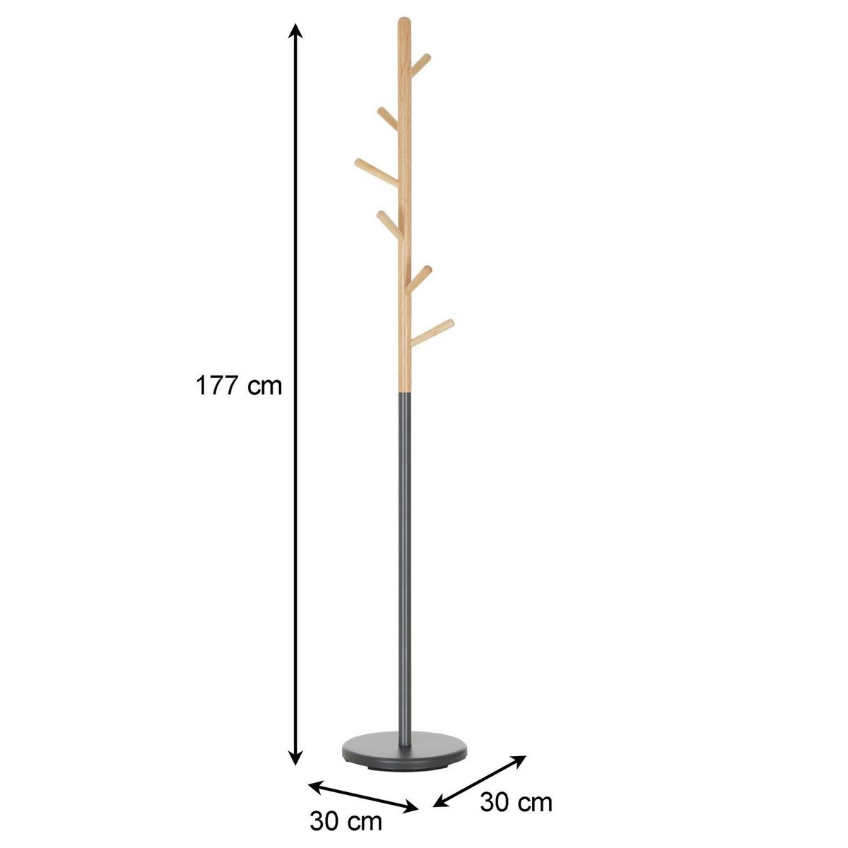 KLEIDERSTÄNDER ENRICO grau/natur - Naturfarben/Grau, Holz (28/171/28cm) - IDIMEX