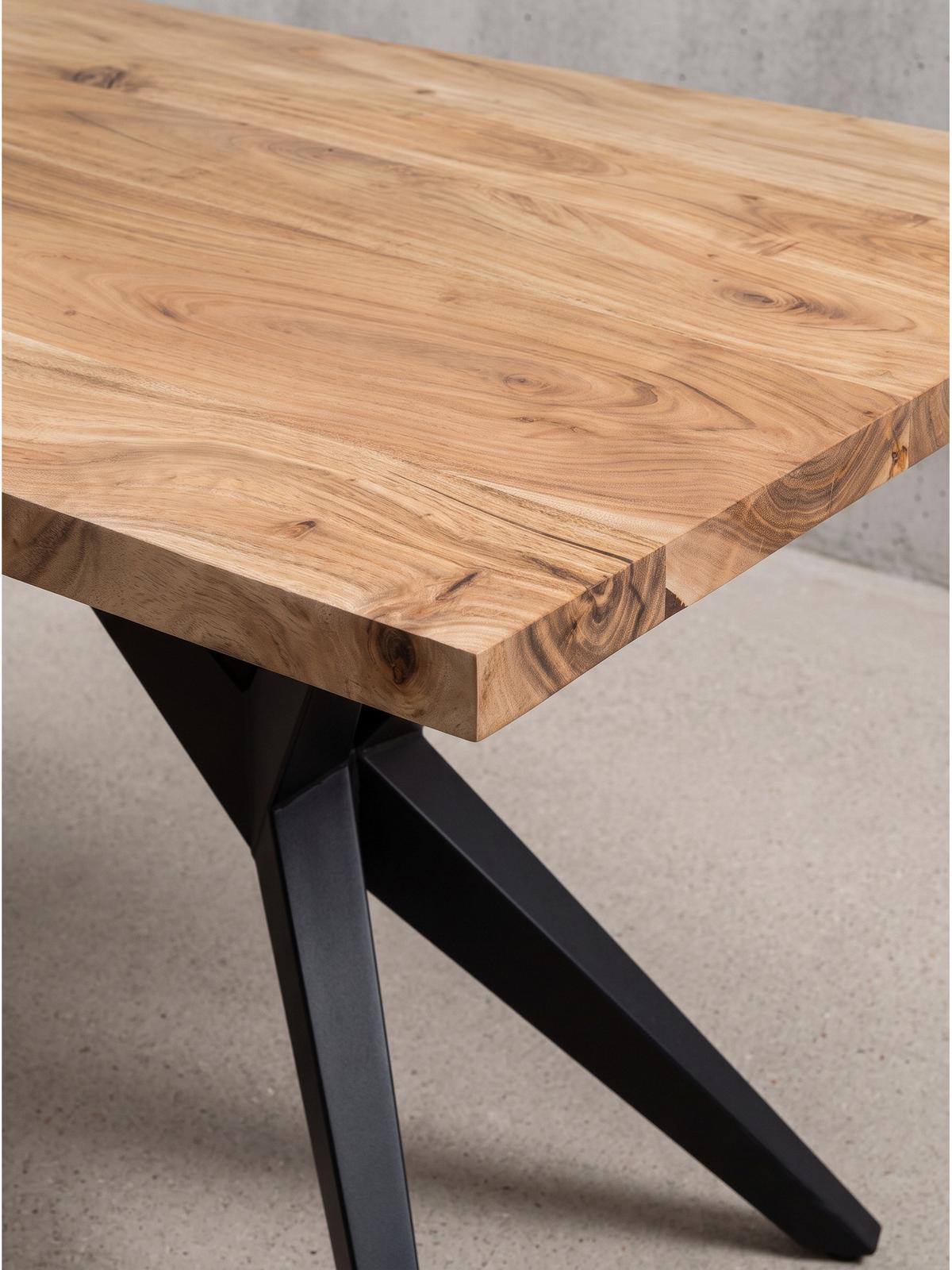 SCHREIBTISCH BLAVET, Akazie Massivholz, Akazie-Schwarz, 160 x 80 x 76 cm - Schwarz/Akaziefarben, Holz/Metall (80/160/76cm) - KADIMA DESIGN