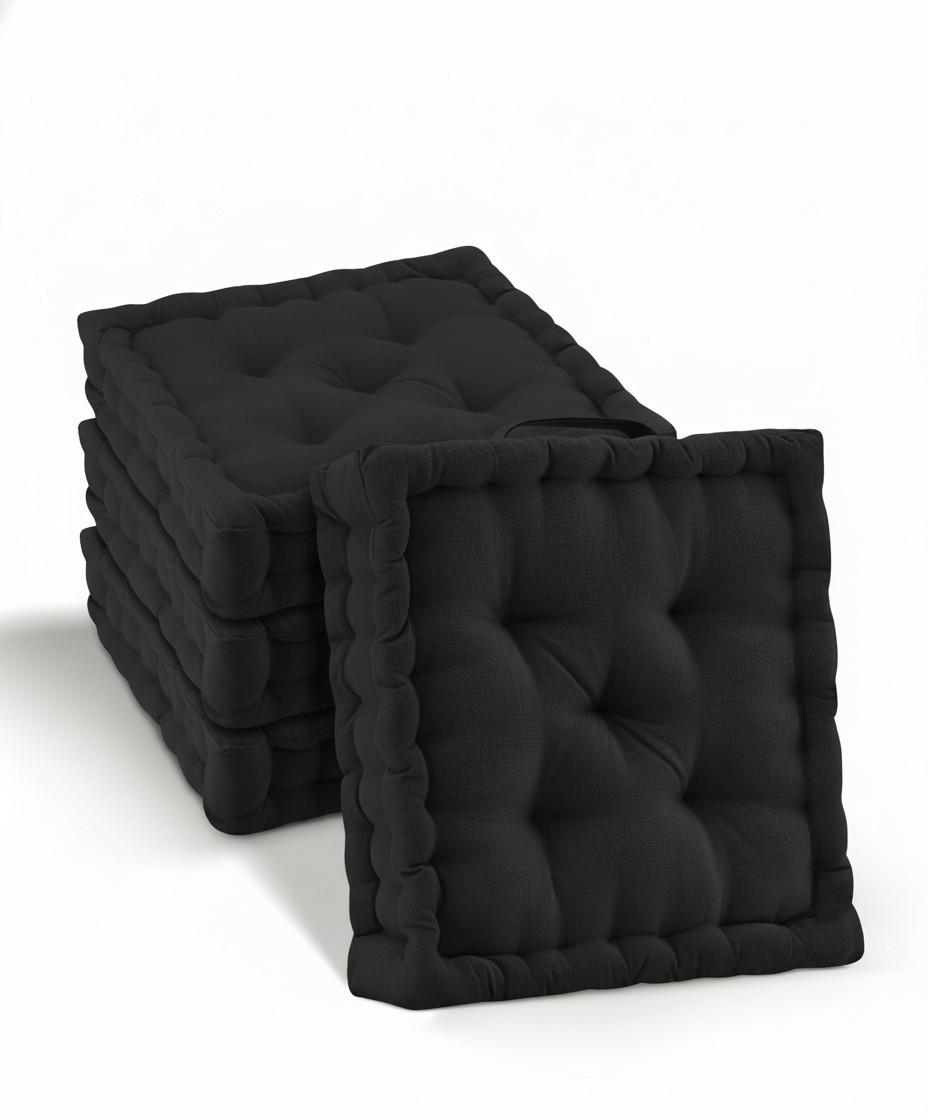 STUHLKISSEN Mila 40x40x8cm Schwarz (4tlg) - Schwarz, Textil (40/40/8cm) - Beautissu 