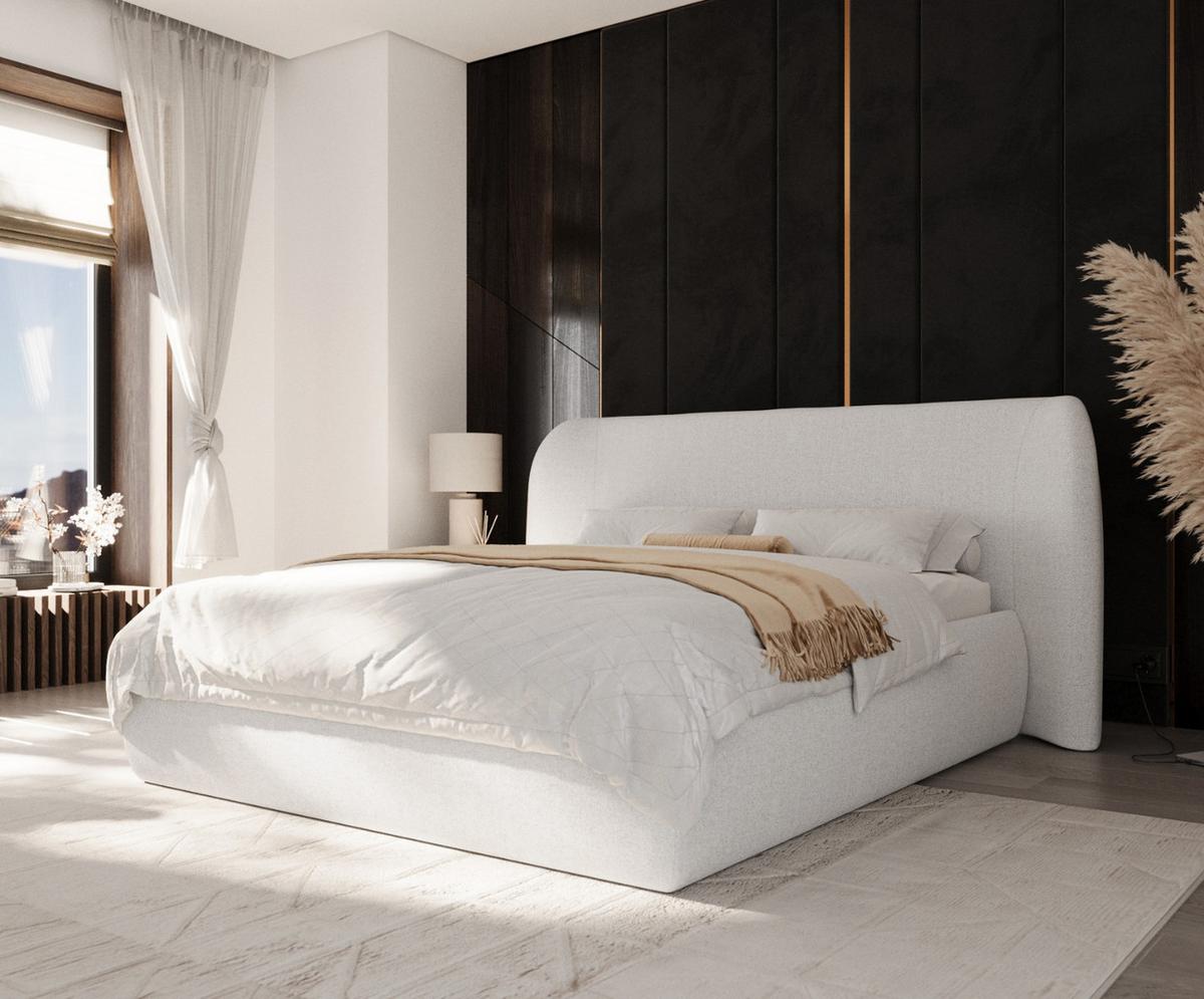 POLSTERBETT Bellano mit Stauraum 160/200 cm Hellbeige im Riva Stoff - Beige/Schwarz, Holz/Holzwerkstoff (160/200cm) - AltaBeds