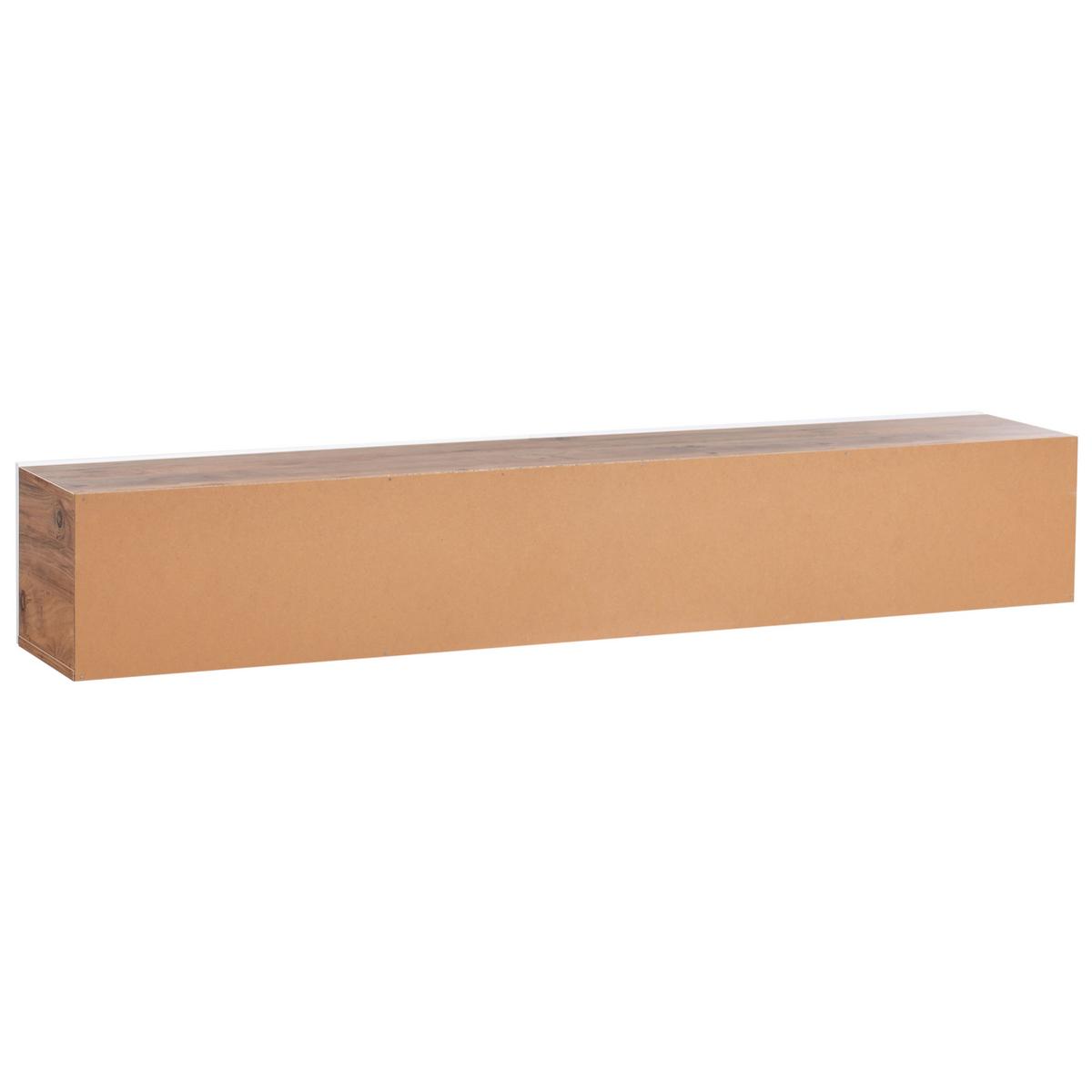 WANDMONTIERTER-TV-SCHRANK Weiß/Braun Gladstone - Weiß/Braun, Holzwerkstoff (180/30/32cm) - Beliani