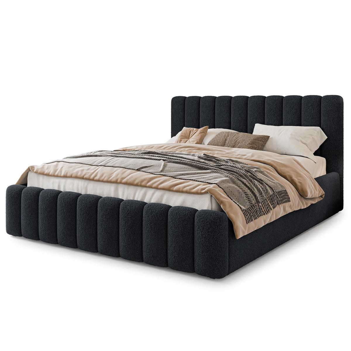 POLSTERBETT DINESE Q 160x200 cm mit Bettkästen - Schwarz - Schwarz, Holz (160/200cm) - MASSENO