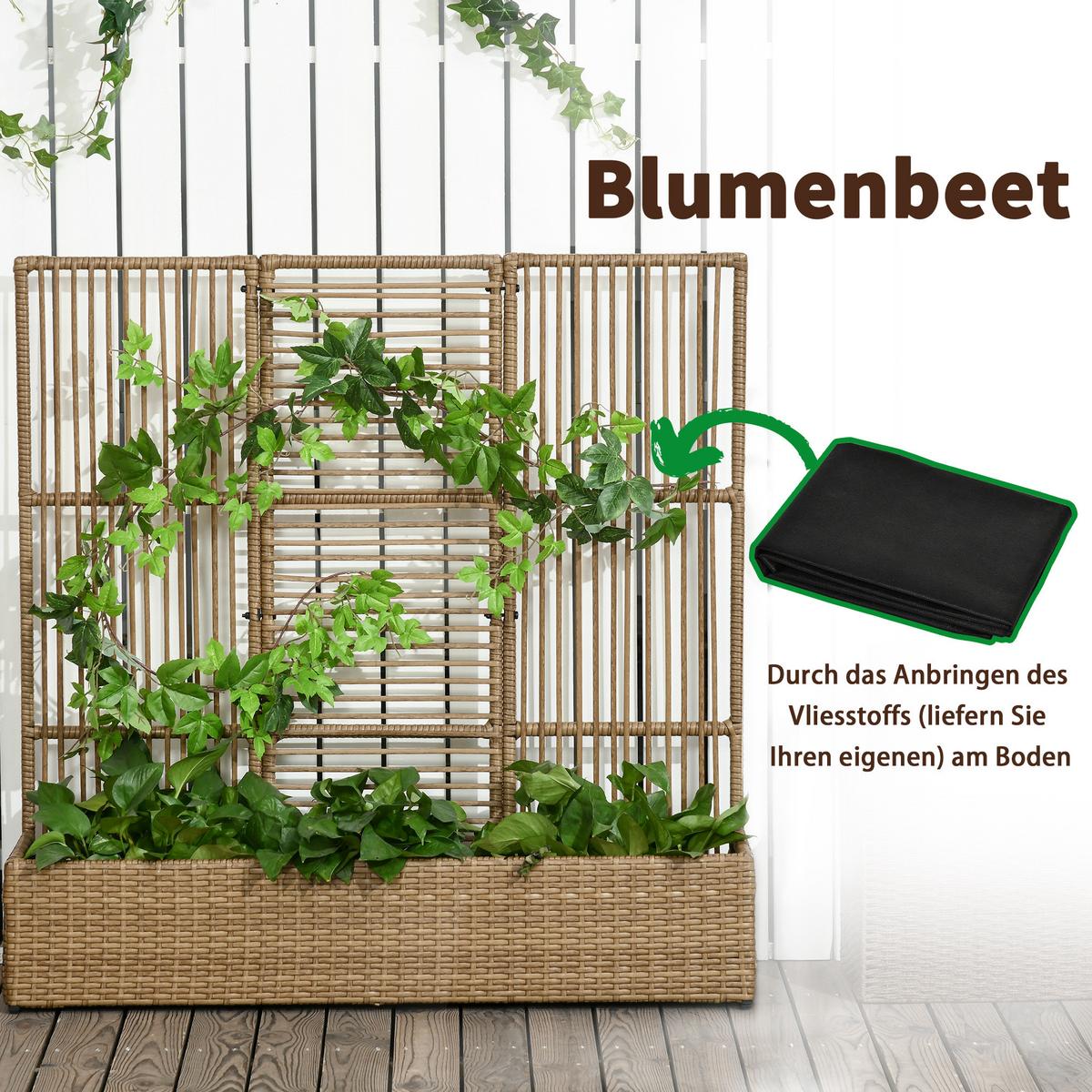 POLYRATTAN Hochbeet, Pflanzenkasten - Sandfarben, Metall (29/103/103cm) - Outsunny