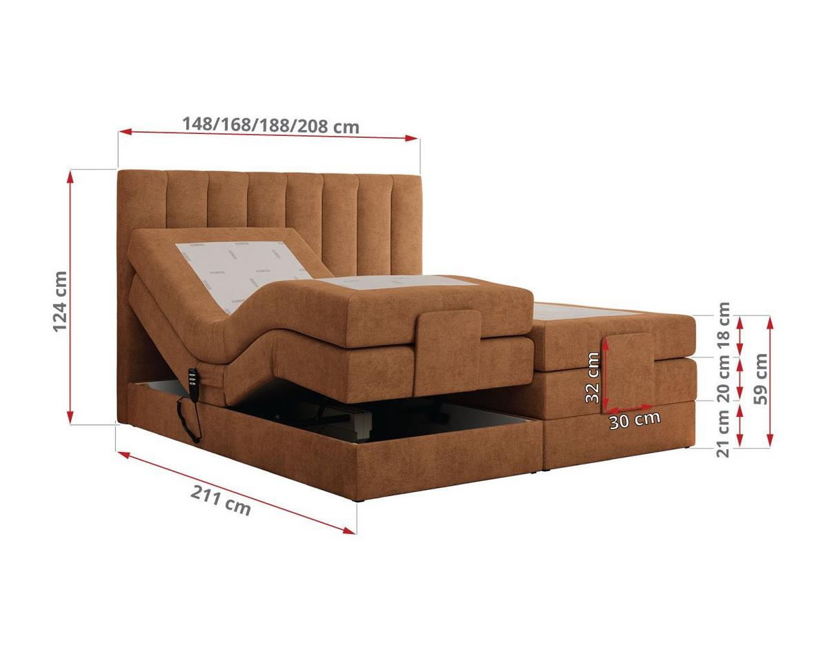 BOXBETT COMFORTO 140/200 - Orange Struktur - H4 - Orange, Holz/Textil (140/200cm) - MKS