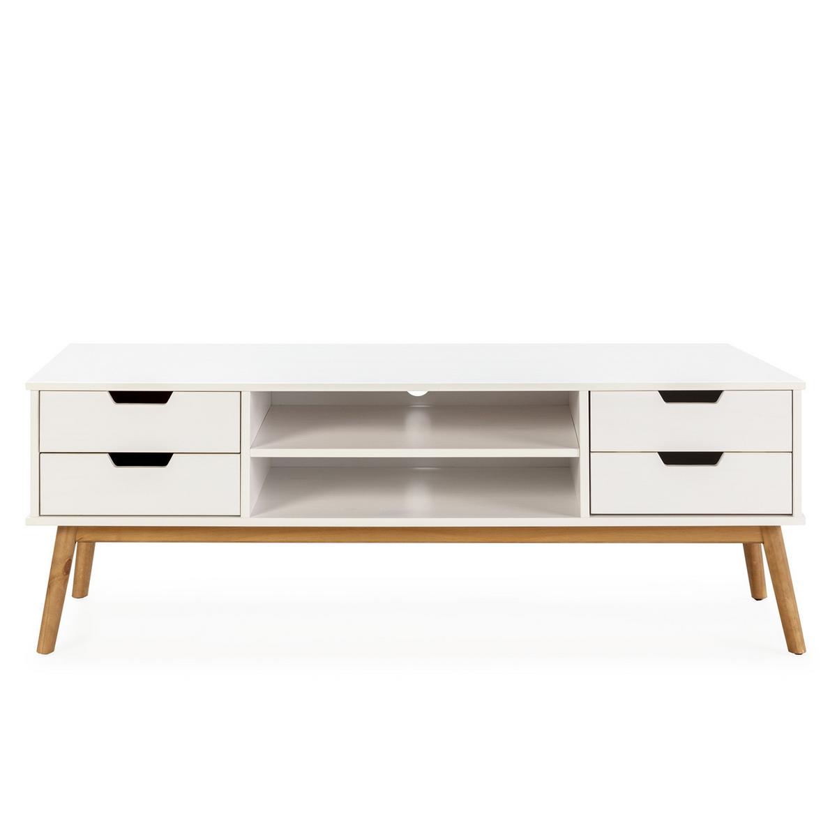 TV-ELEMENT Baku 1 Tür 2 Schubladen Weiß - Weiß, Holz (140/52/40cm) - VS Venta-stock