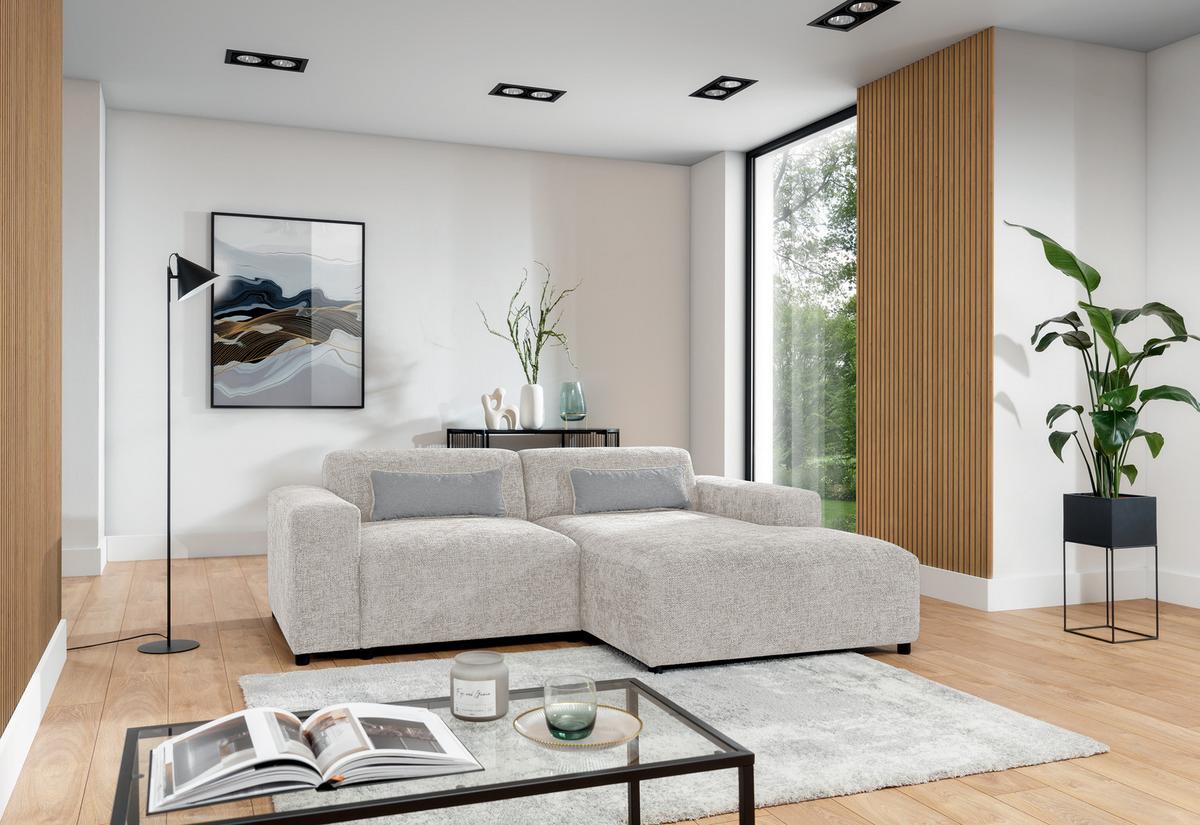 ECKSOFA L Form Jughlio Beige 240/165/75 cm Rechts mit Schlaffunktion - Beige/Schwarz, Kunststoff/Textil (240/165cm) - AX Living