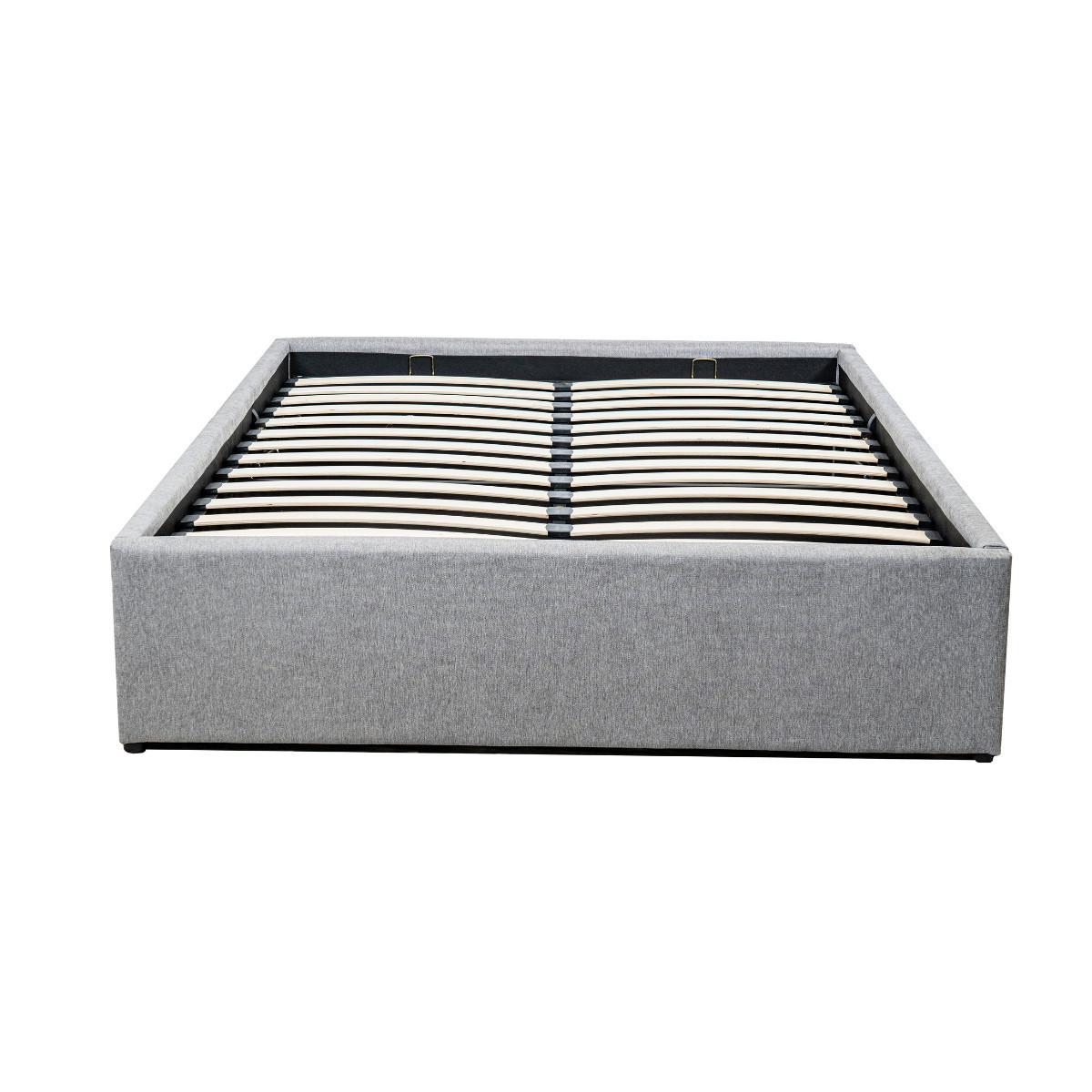 BETTKASTEN 140x190 cm mit grauem stoff - alba - Grau, Holz (190/140cm) - Calicosy