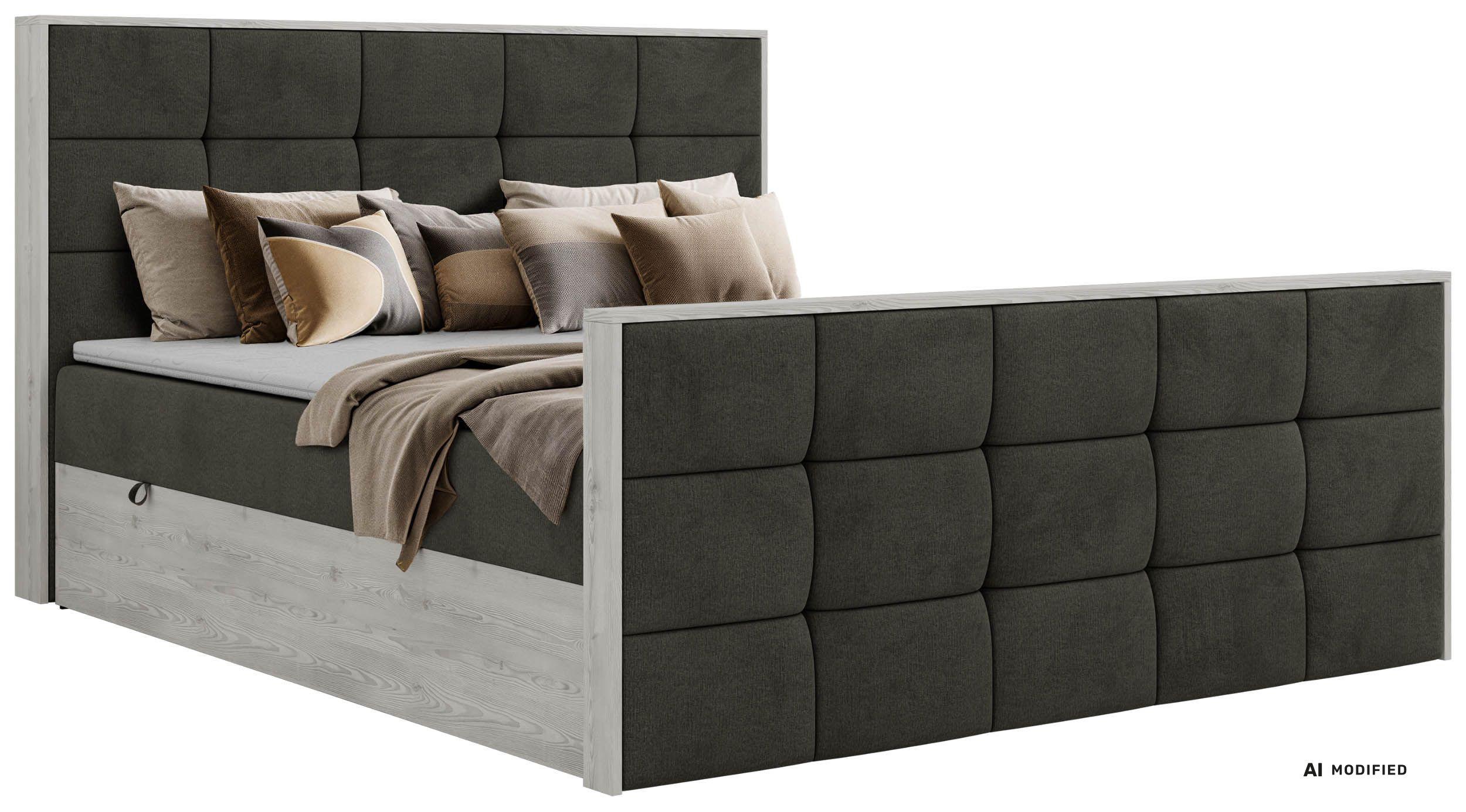 BOXBETT ALNOR DUO 140/200 - Dunkelgrau Velvet - Topper T25 - H3 - Dunkelgrau/Anthrazit, Kunststoff/Textil (140/200cm) - MKS