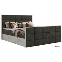 BOXBETT ALNOR DUO 200/200 - Dunkelgrau Velvet - Topper Visco - H3 - Dunkelgrau/Anthrazit, Kunststoff/Textil (200/200cm) - MKS