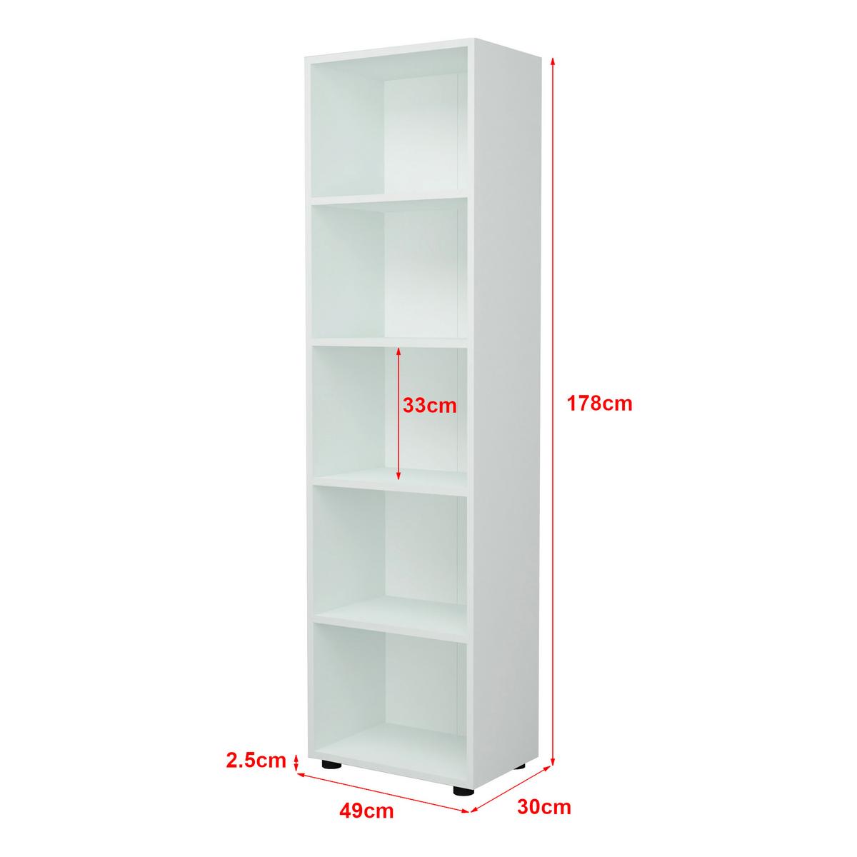 BÜCHERREGAL Vara - Weiß, Holzwerkstoff (49/178/30cm) - [en.casa]