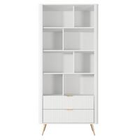 REGAL Vespasia 2S Beige 88,2/193,8/38 cm – Geriffelte Fronten - Goldfarben/Weiß, Holzwerkstoff/Metall (88.2/193.8/38cm) - AX Living