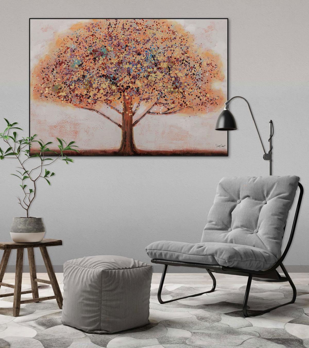 ACRYLBILD HANDGEMALT 100/70 cm - Rot/Orange, Holz/Textil (100/70cm) - KUNSTLOFT