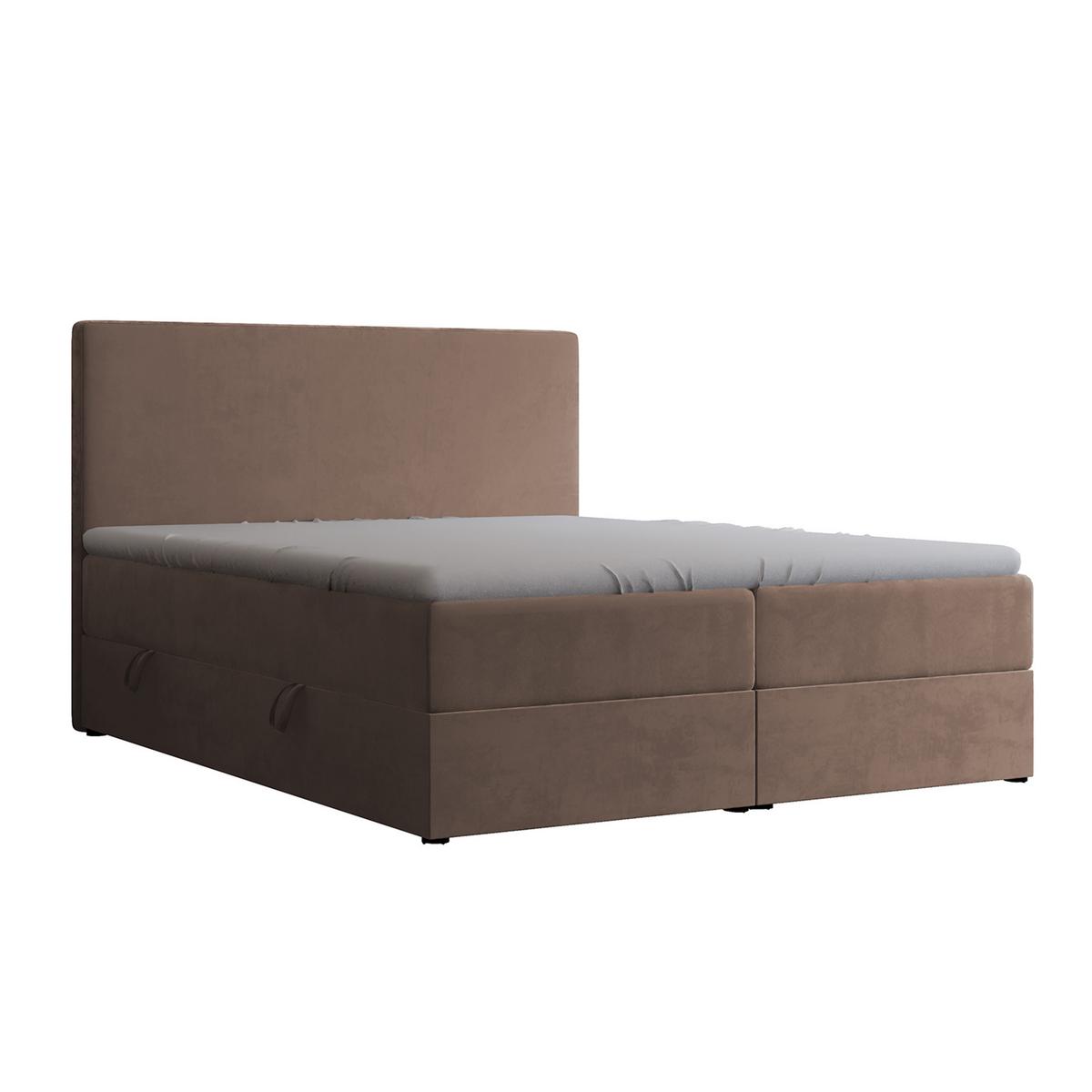 BOXBETT 200x200 cm mit Topper - Braun, Holzwerkstoff/Textil (200/200cm) - Idohome