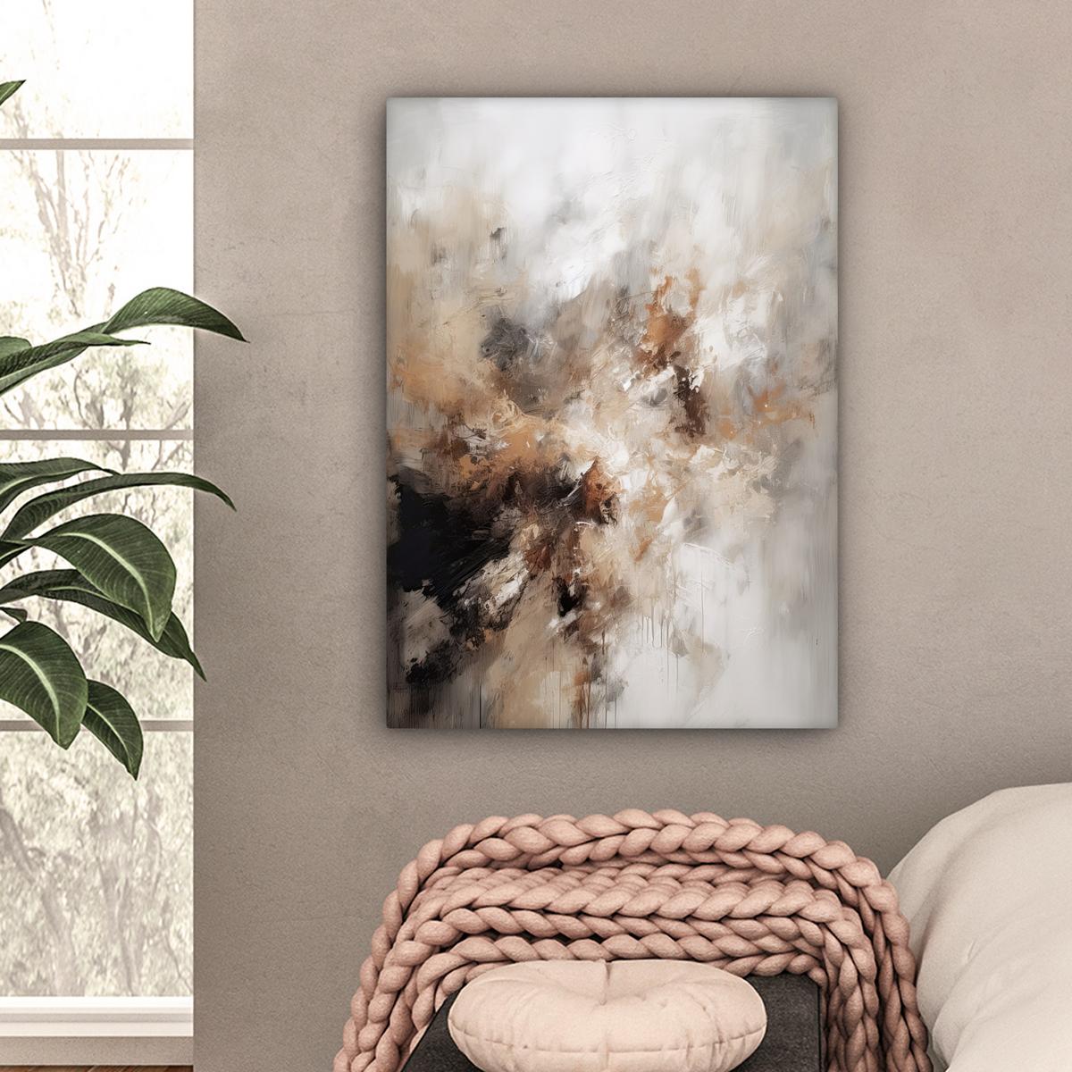 LEINWANDBILD Farbe - Abstrakt - Beige - Kunst Wandbild Wohnzimmer 60x80 cm - Greige, Textil (60/80cm) - MuchoWow