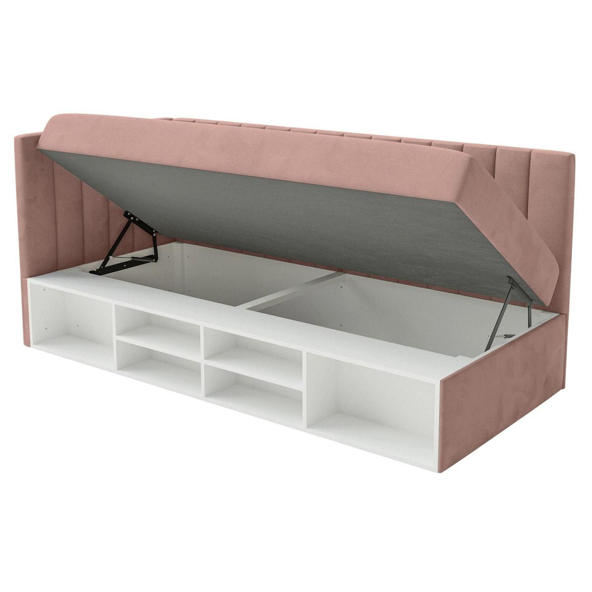 JUGENDBETT Ventrio Hellrosa Easy-Clean-Samtbezug 90x200 cm - Hellrosa, Holz/Textil (90/200cm) - Selsey