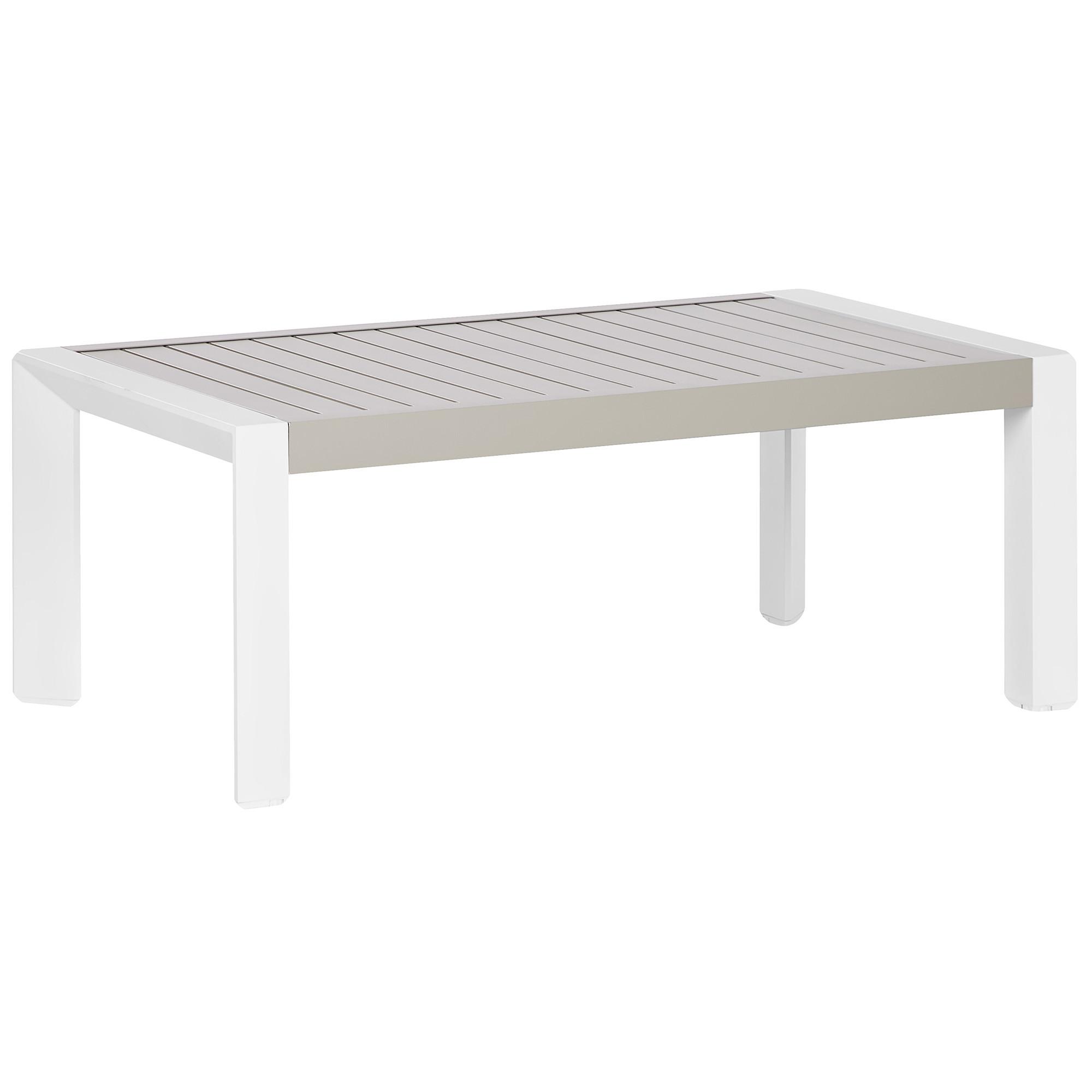 GARTENTISCH Beige Castella - Beige/Weiß, Metall (120/70/45cm) - Beliani