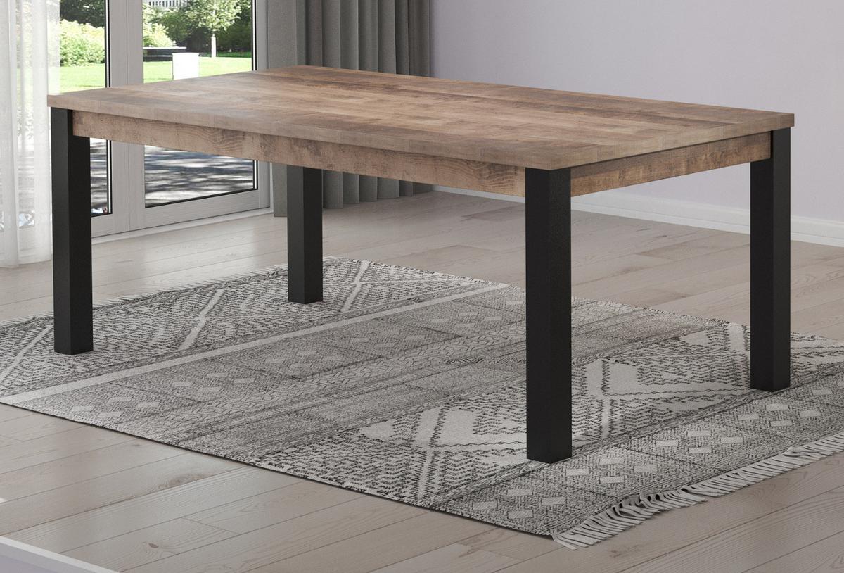 ESSTISCH Eiche Tabak, schwarz Küchentisch 200 x 90 cm - Eichefarben/Schwarz, Holzwerkstoff (100/200/77cm) - Top.Furn