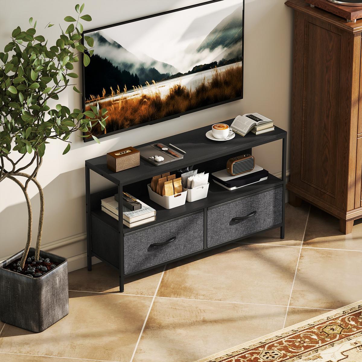 TV-SCHRANK 839-071V00BK - Schwarz, Metall (29/56/98cm) - HOMCOM