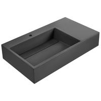 HÄNGEWASCHBECKEN Schwarz 75/43 cm Mineralguss Cusco - Schwarz, Naturmaterialen (75/15/43cm) - Beliani