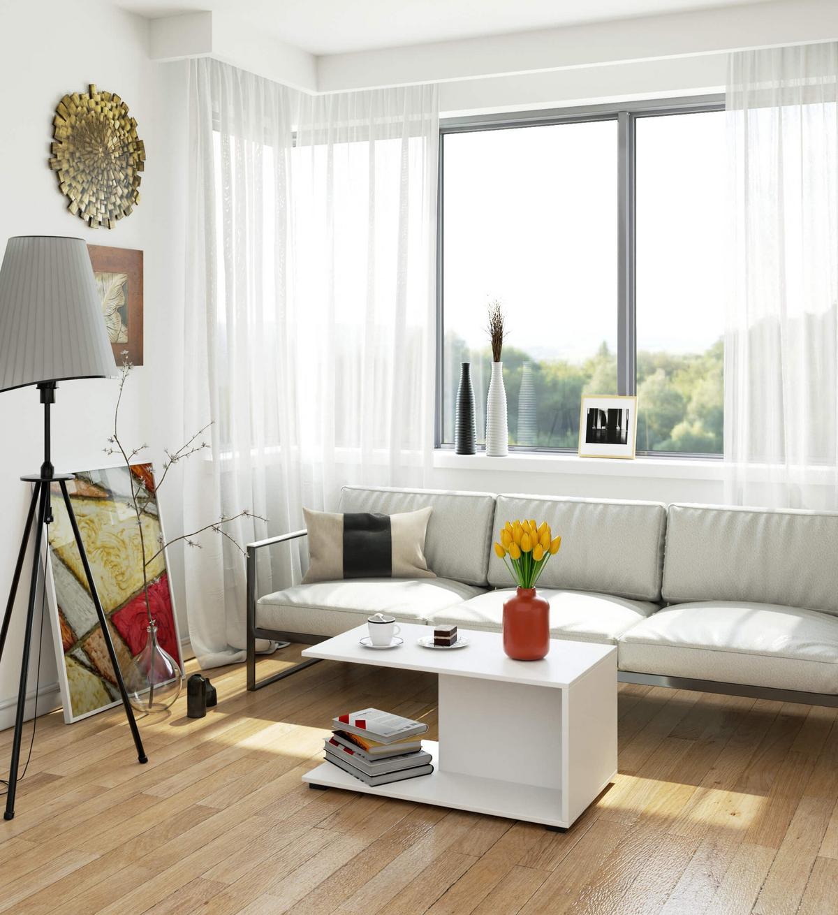 COUCHTISCH Weiß 45/90/50 - Weiß, Textil (50/90/45cm) - RAUMHIRSCH FURNITURE