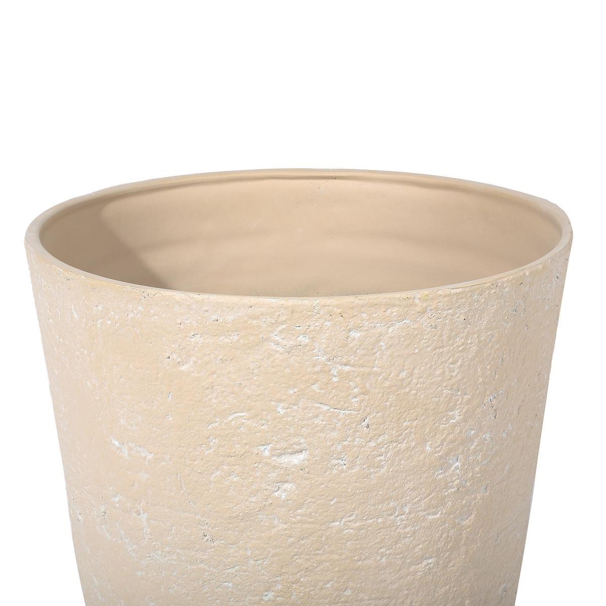 BLUMENTOPF sandbeige rund 43/43/60 cm Camia - Beige, Stein (60cm) - Beliani