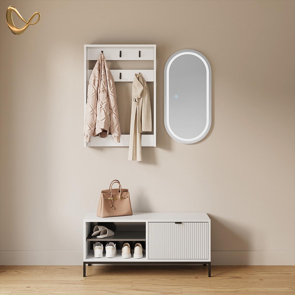 GARDEROBE Aterno Weiß Set, 3 Teile - Weiß, Holzwerkstoff (100/45/40cm) - Livinity®