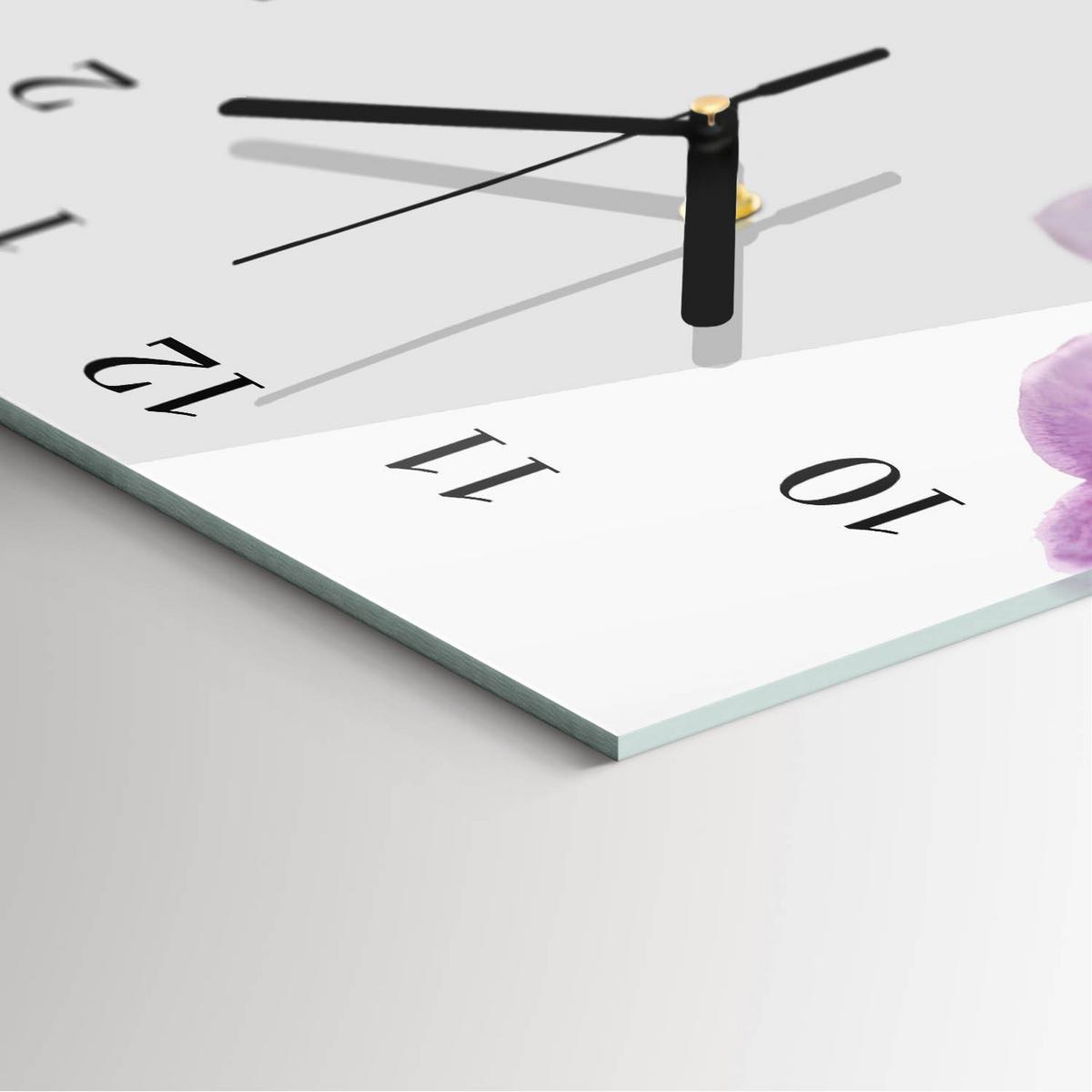 WANDUHR aus Glas 30x60 cm - Orchideen - Lila, Glas (30/60/0.4cm) - TULUP