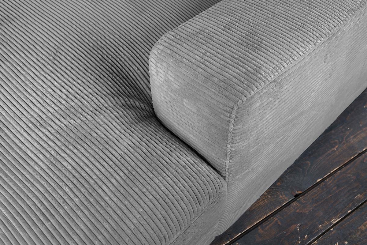 BIG SOFA-SET 6-TLG MADELINE Grau Cord - Schwarz/Grau, Kunststoff/Textil (290/85/170cm) - KAWOLA