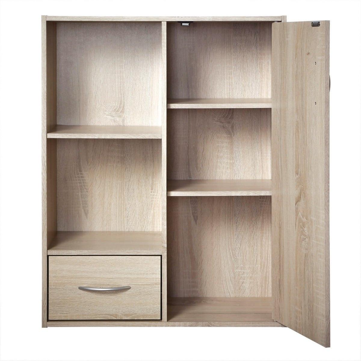 SCHRANK mit 2 Fächern, 1 Schublade und 1 Tür - Eschefarben, Holzwerkstoff (29.5/80/11cm) - Calicosy