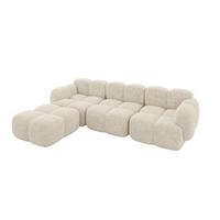 ECKSOFA modulares Sofa Links Miko-L2 302x205x75 Creme Velours - Creme/Schwarz, Holzwerkstoff/Kunststoff (302/205cm) - ALTDECOR