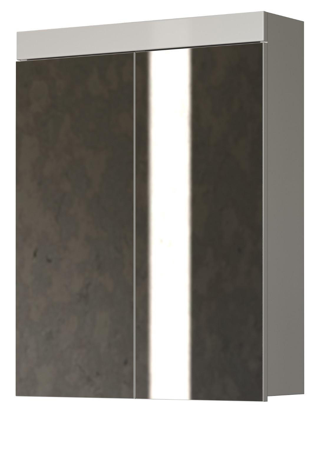 SPIEGELSCHRANK weiß Hochglanz 60 x 77 cm, Badschrank 2-türig - Weiß, Glas/Holzwerkstoff (60/77/17cm) - Top.Furn