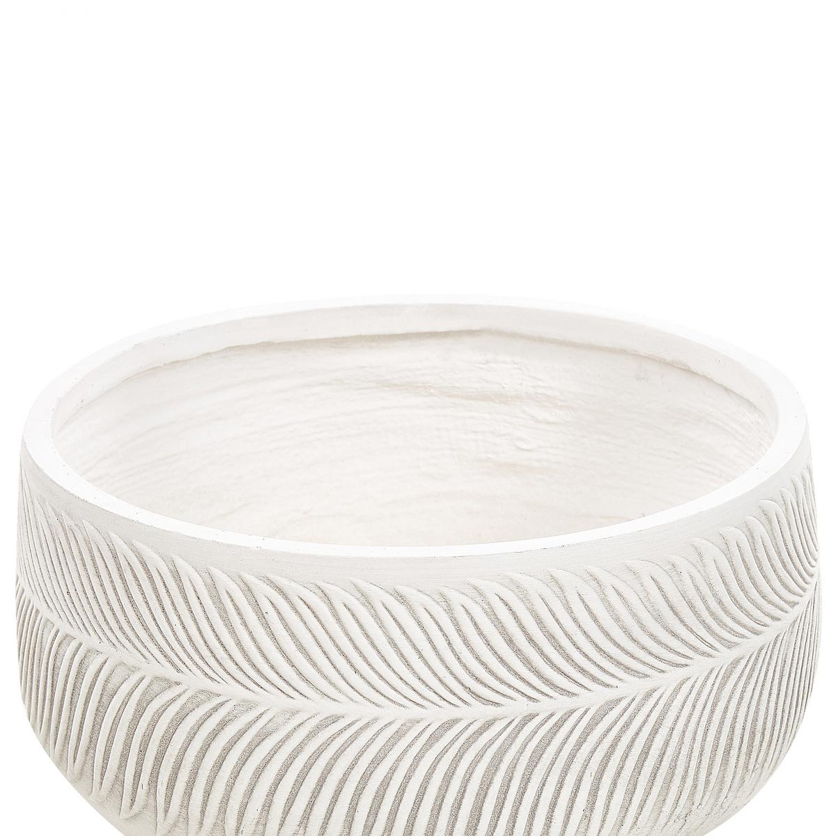 BLUMENTOPF cremeweiß rund 43/43/23 cm Ftero - Weiß, Naturmaterialen (23cm) - Beliani