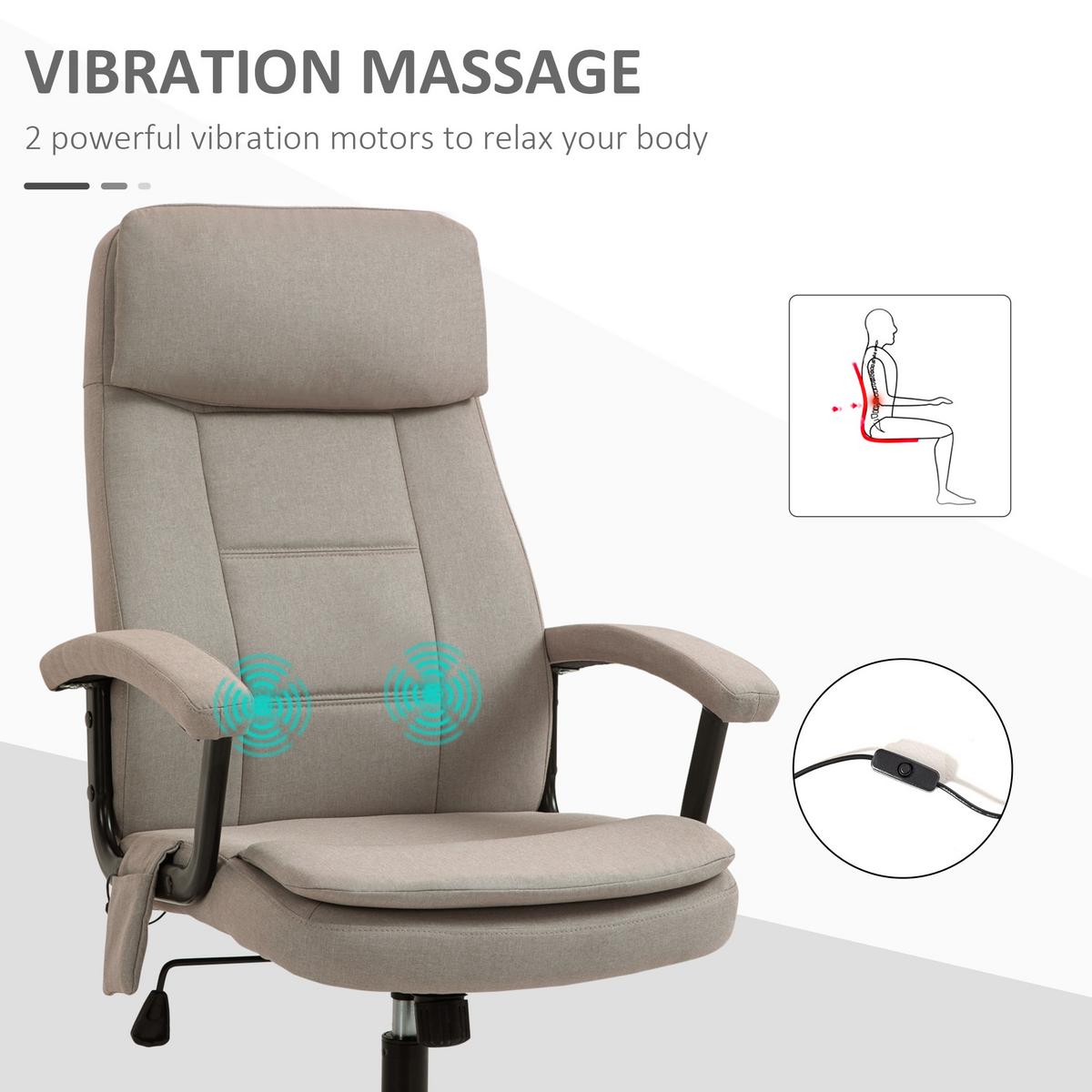 MASSAGEBÜROSTUHL Drehstuhl höhenverstellbar Lendenwirbelsäulenmassage Beige - Beige, Kunststoff (70/121/63cm) - Vinsetto