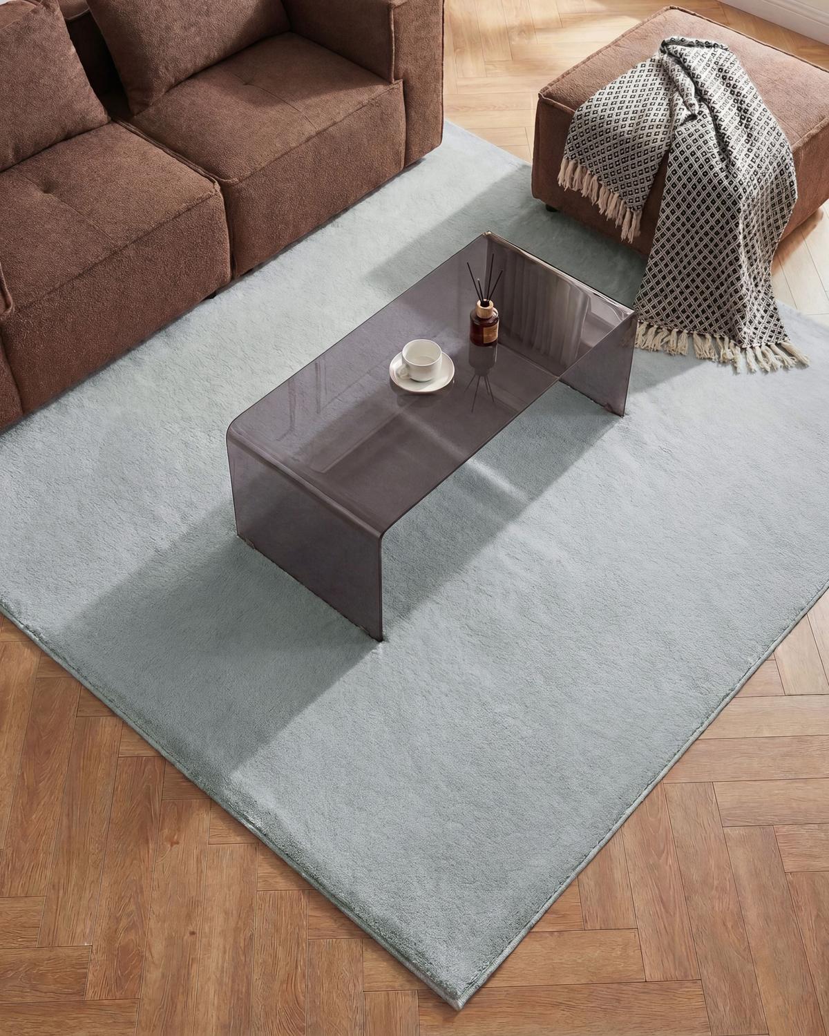 TEPPICH Hellgrau 160/160 cm Vantira - Hellgrau/Grau, Kunststoff (160/160cm) - Beliani