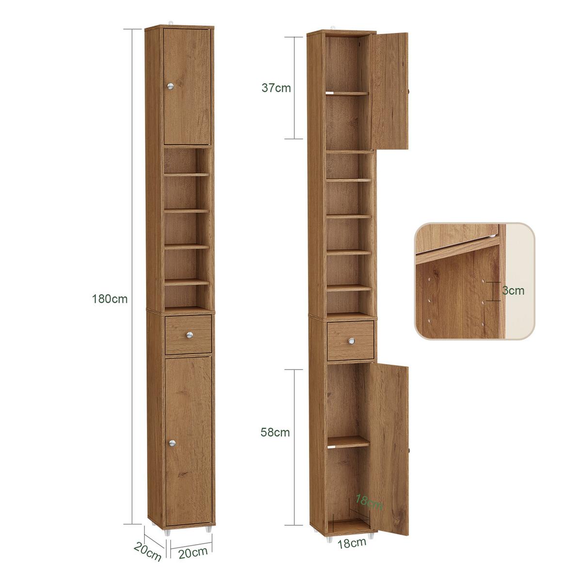 HOCHSCHRANK Vintage - Hellbraun, Holzwerkstoff (20/180/20cm) - SoBuy