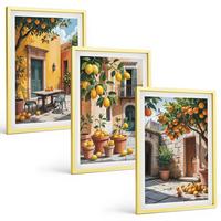 BILDER SET 3er Set - 40x60 cm Goldrahmen - Zitrusfrüchte im Garten - Goldfarben, Kunststoff (40/60cm) - TULUP