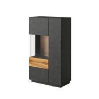 GESCHIRRSCHRANK Andrea Anthrazitgrau und Holz - Grau, Holzwerkstoff (80/139/40cm) - Petits-meubles