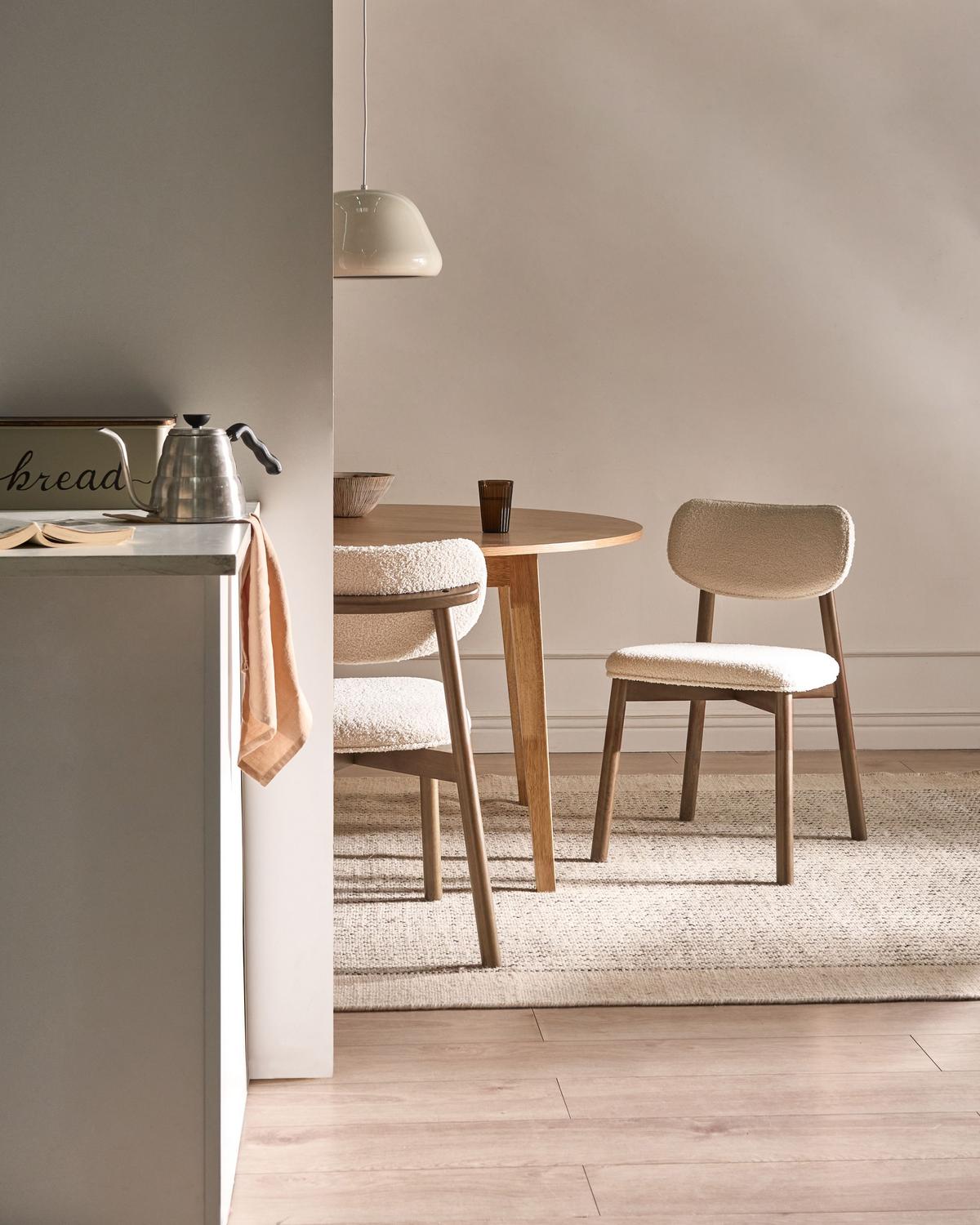 ESSZIMMERSTUHL 2er-Set Bouclé Braun/Hellbeige Mills - Beige, Textil (50/80/58cm) - Beliani