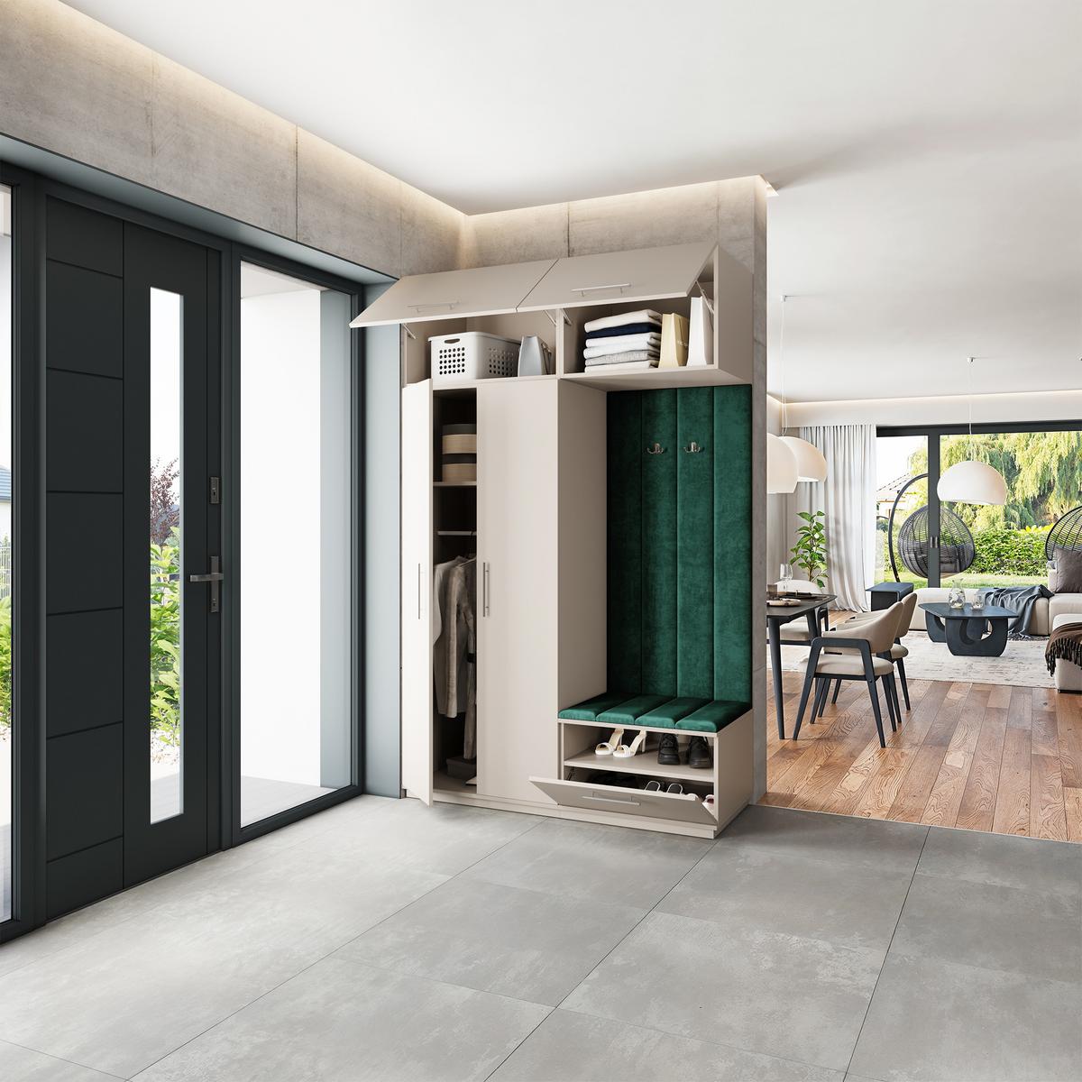 GARDEROBENSCHRANK REMA 150/240/60 cm Modern Garderobe-Set Kaschmir - Kaschmir/Grün, Holzwerkstoff (150/240/60cm) - MASSENO