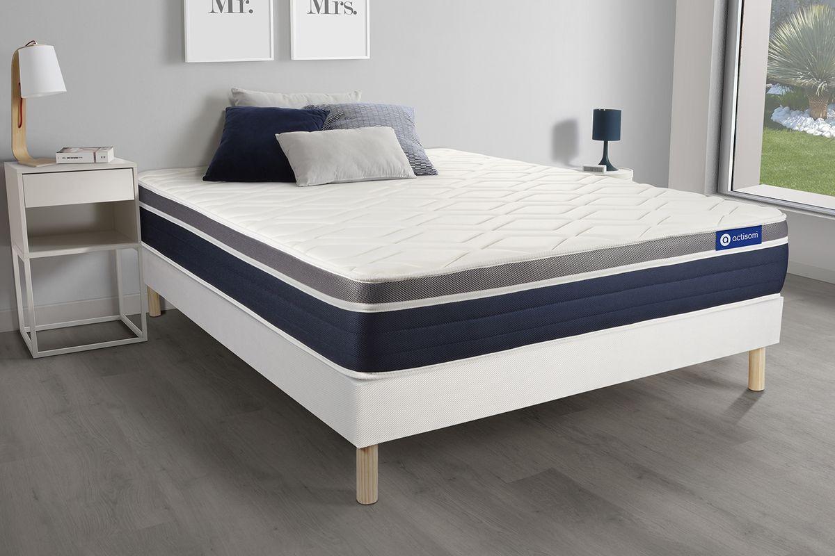 BETT Actilatex confort Latex und Memory-Schaum 80 x 200 cm h2 - Kit Bettgestell Weiß - Beige/Weiß, Karton/Holz (80/200cm) - ACTISOM