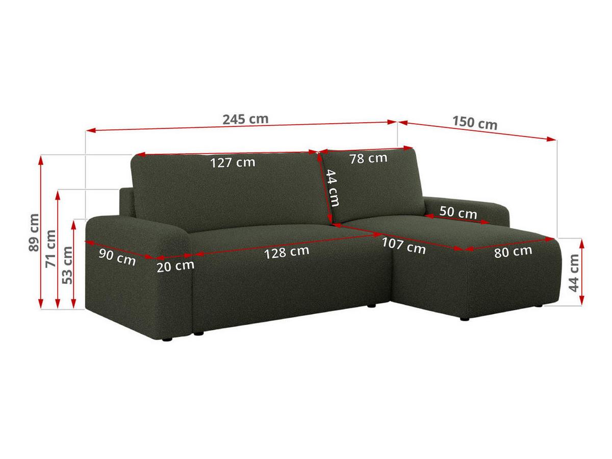 ECKSOFA ARGOS Grün Boucle - Schwarz/Grün, Kunststoff/Textil (245/150cm) - MKS
