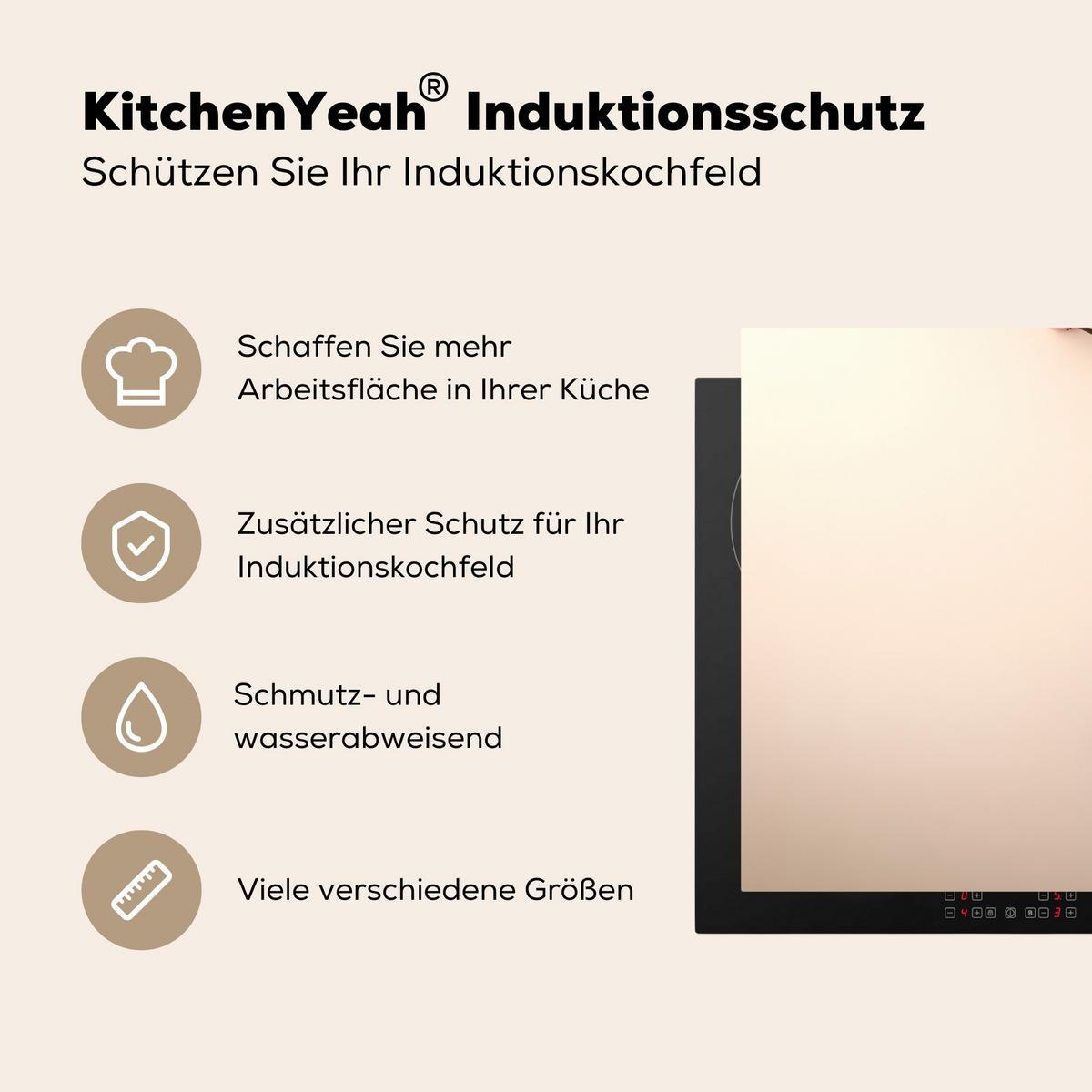 HERDABDECKPLATTE Rosa - Blüten - Eier Induktionsmatte 83x51 cm - Hellrosa, Kunststoff (83/51.5/0.2cm) - MuchoWow