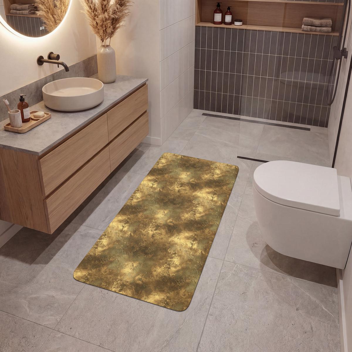 BADEMATTE Antik - Metallic-Look - Gold 60x120 cm - Goldfarben, Textil (60/120cm) - OnlyWow